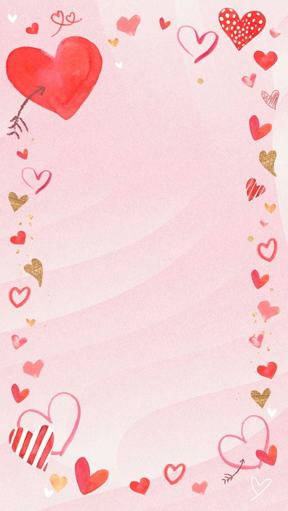 Pink watercolor heart background, editable design