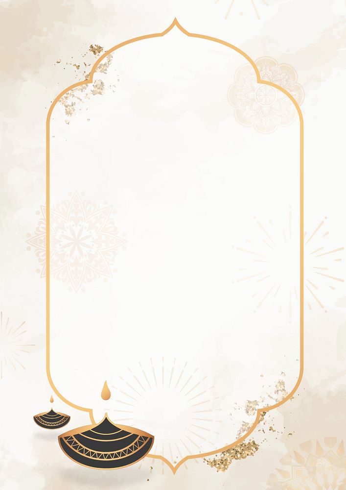 Diwali lantern frame background, beige aesthetic design