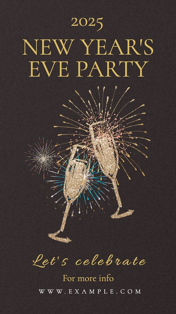 NYE party Instagram story template, editable text