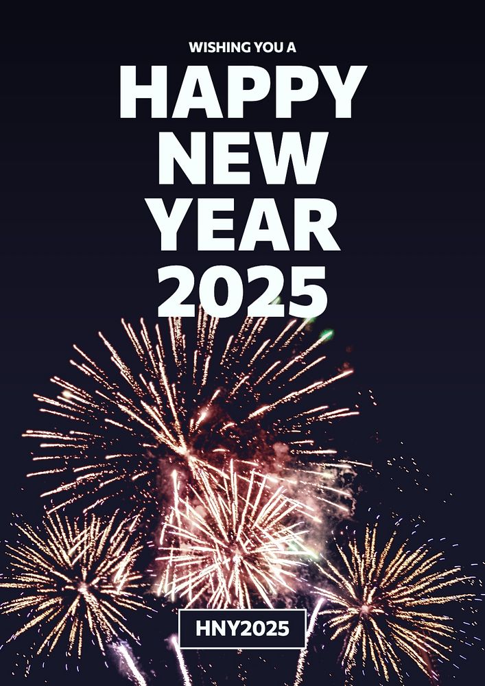 Happy new year poster template, editable text & design