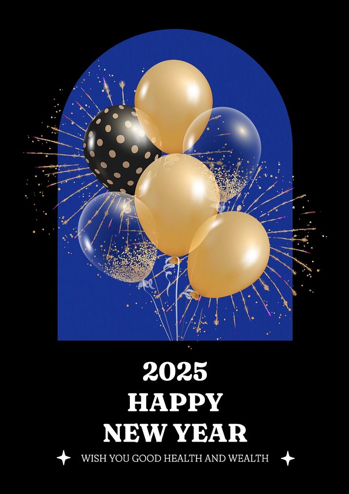 Happy new year poster template, editable text and design