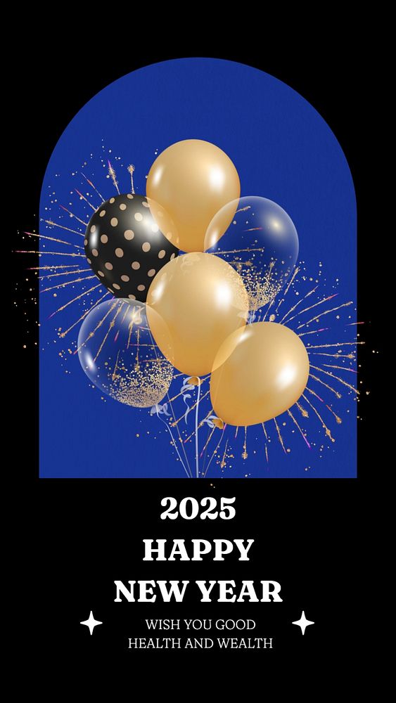 Happy new year Instagram story template, editable text