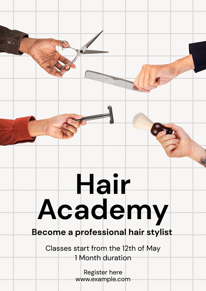 Hair academy poster template