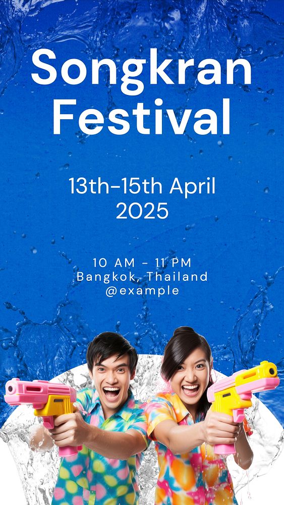 Songkran festival Facebook story template