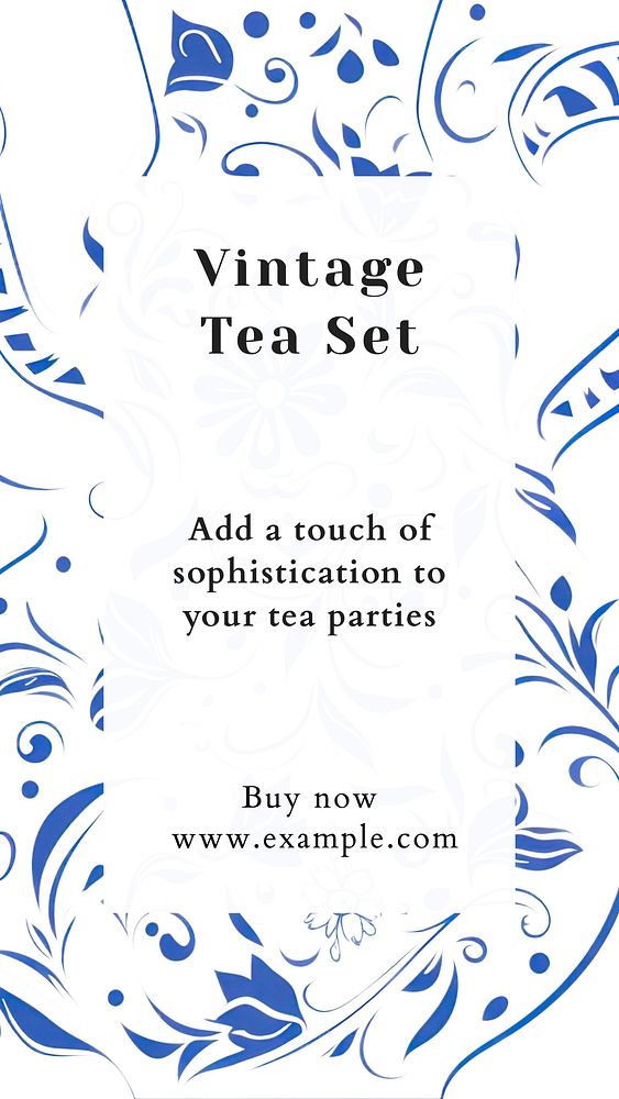Vintage tea set Facebook story template