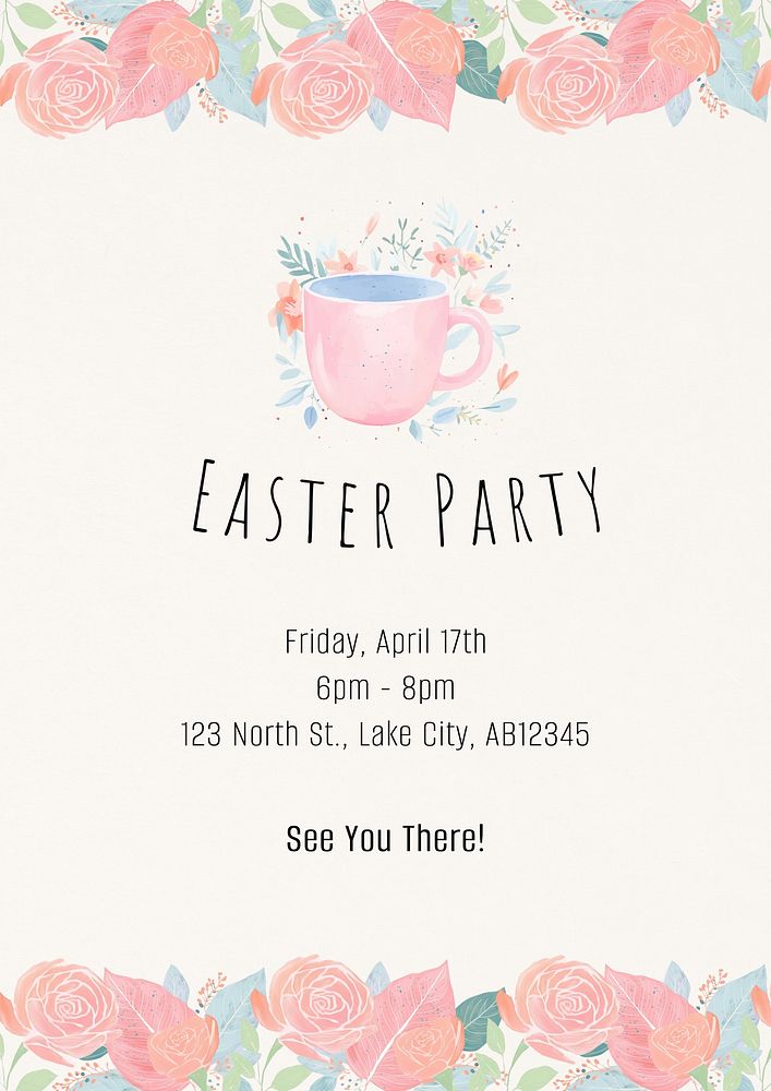 Easter party invitation poster template