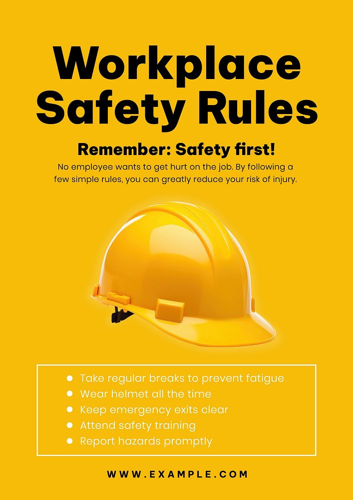 Workplace safety rules poster template