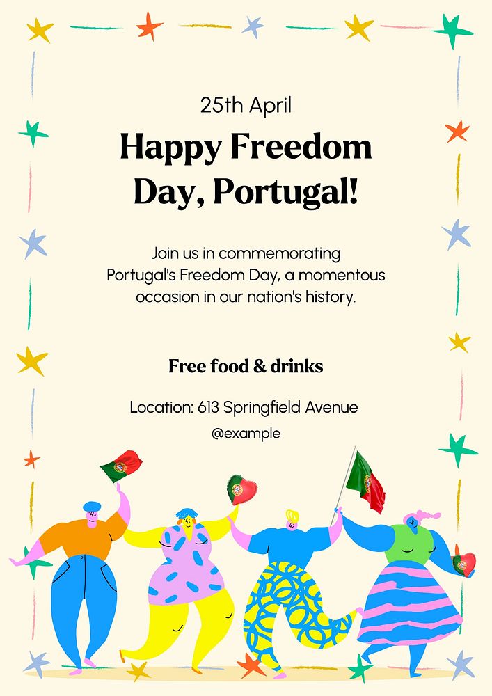 Portugal freedom day poster template