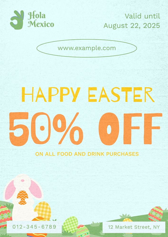 Easter gift voucher poster template