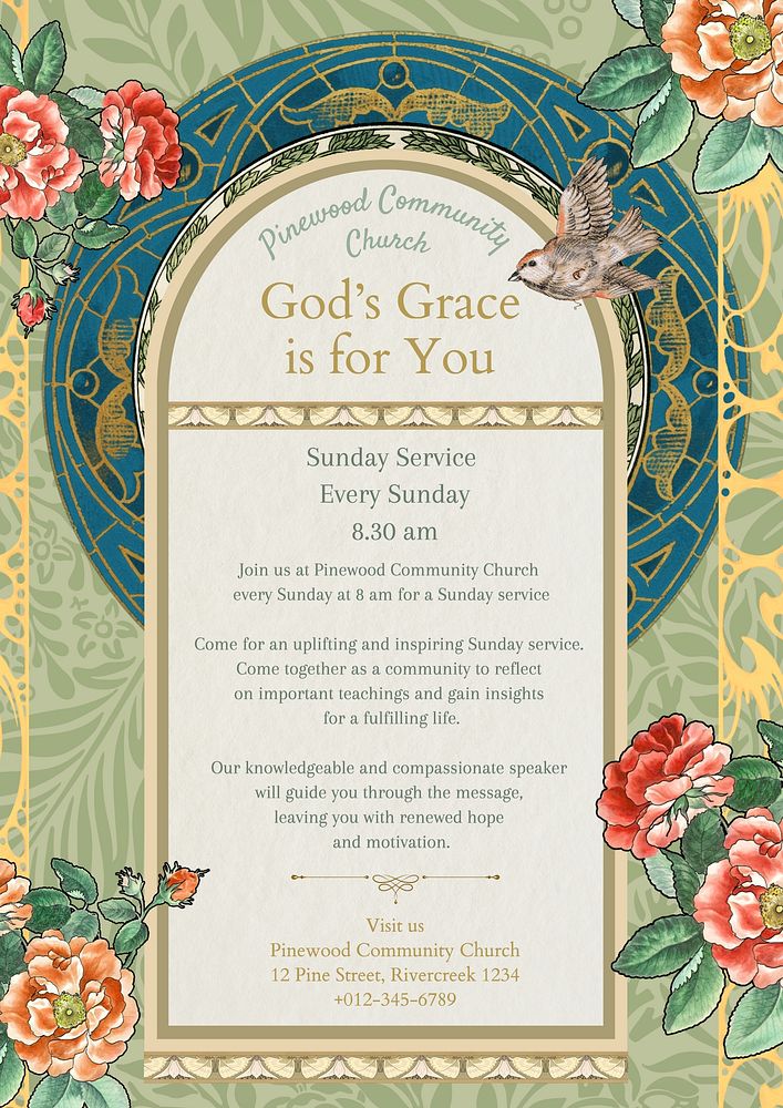 Church service poster template and design