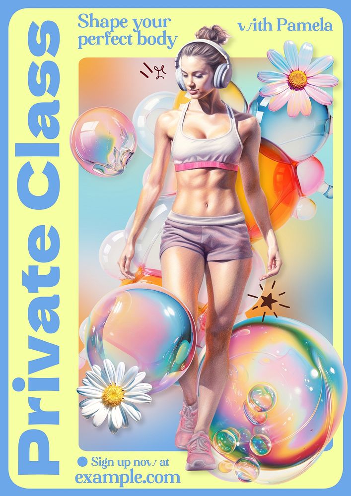 Private class, fitness poster template
