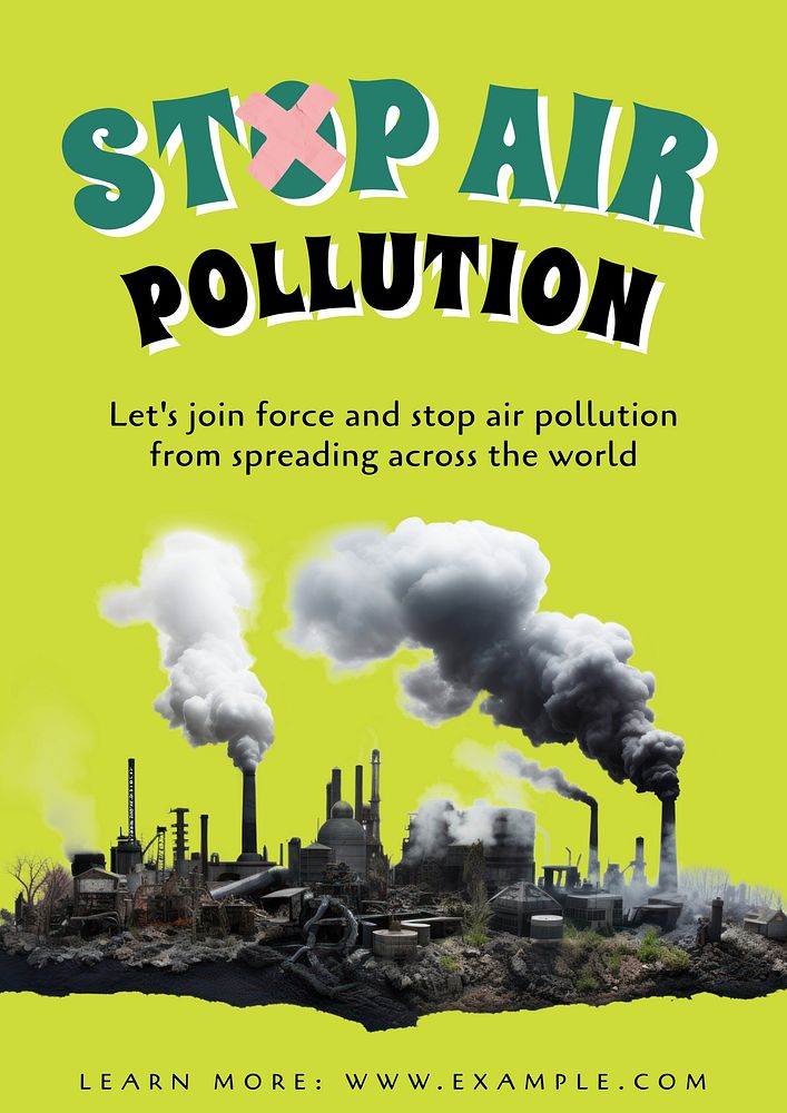 Stop air pollution poster template