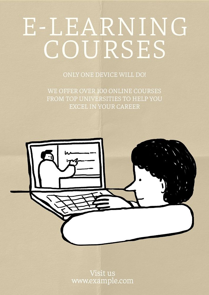 E-learning courses poster template