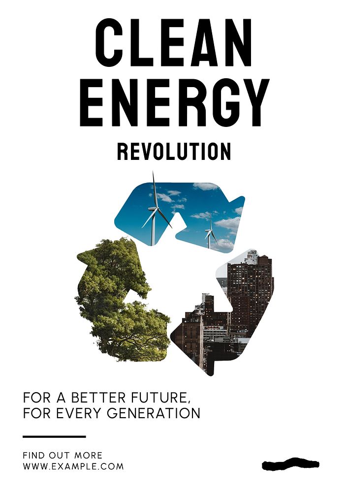 Clean energy revolution poster template and design