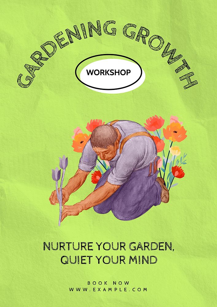 Gardening workshop poster template