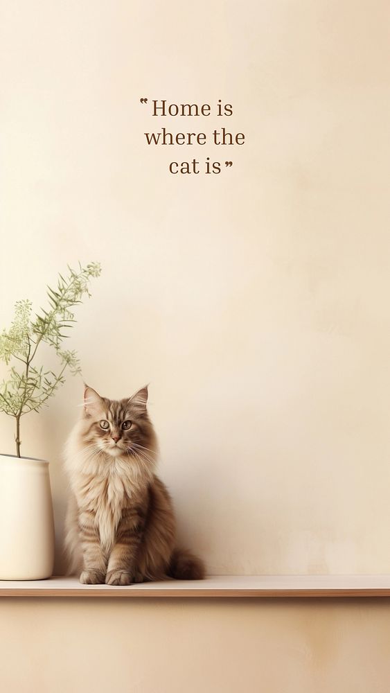 Cat quote  mobile wallpaper template