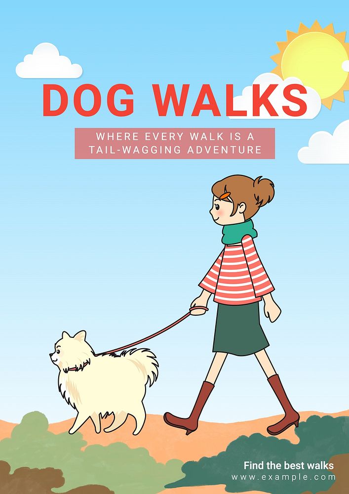Dog walks poster template
