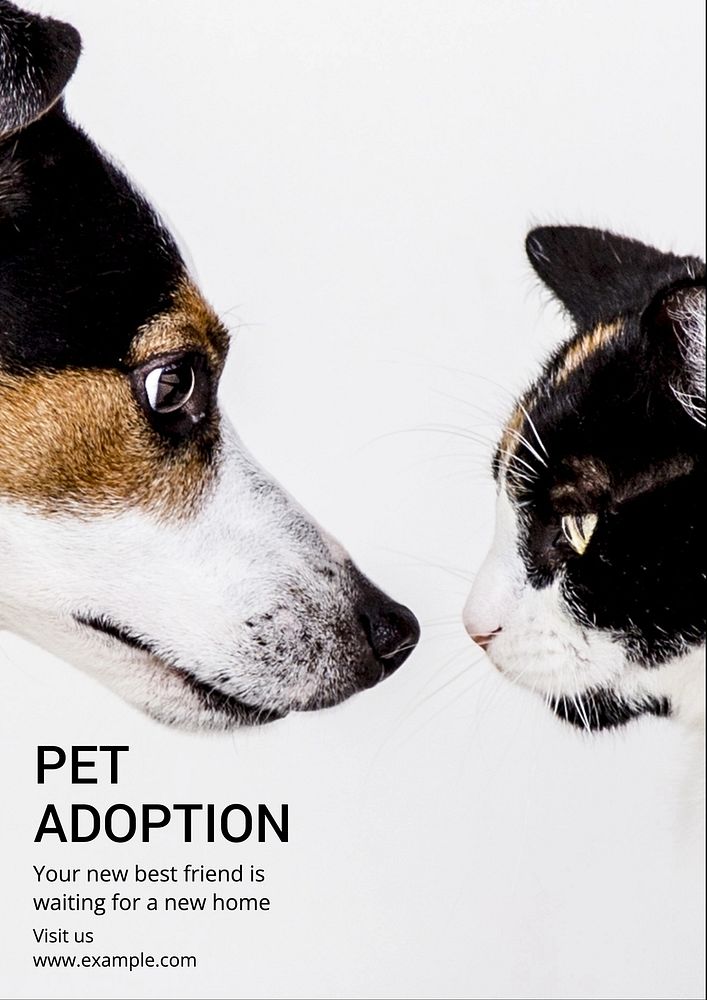 Pet adoption poster template, editable text and design