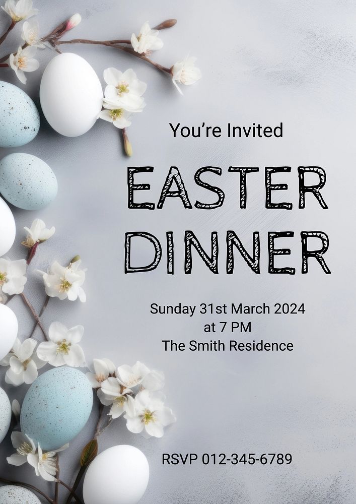 Easter dinner invitation poster template