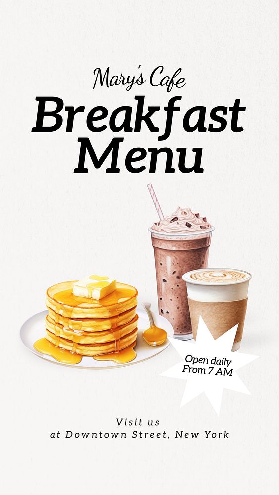 Breakfast menu   Facebook story template