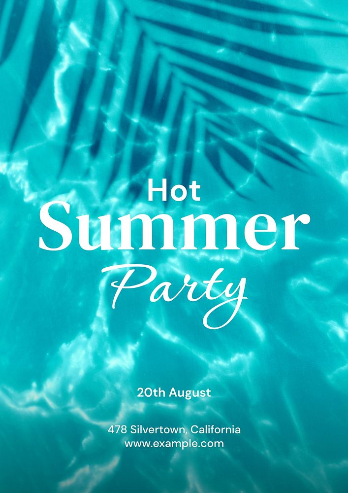 Hot summer party poster template, editable text and design