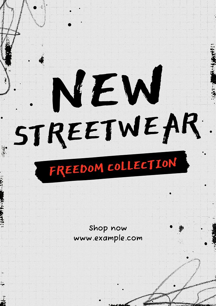 New streetwear poster template, editable text & design