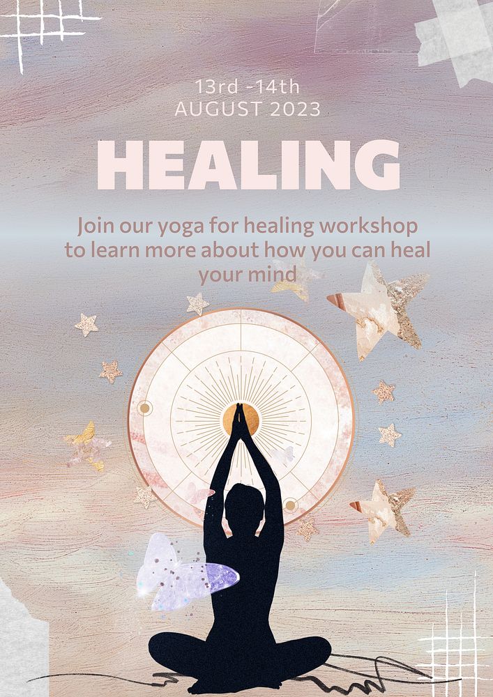 Yoga workshop poster template, editable text & design