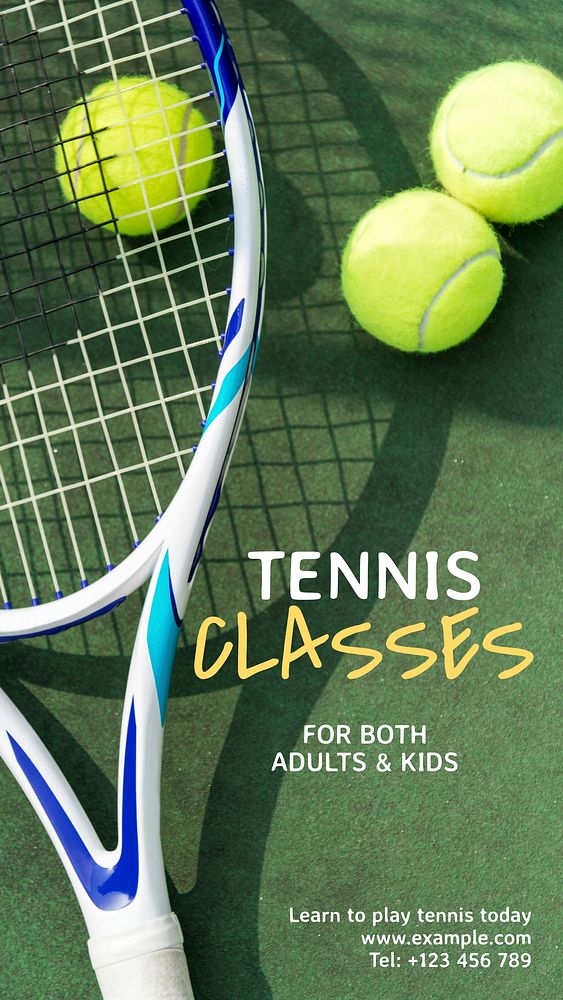 Tennis classes Instagram story template, editable text