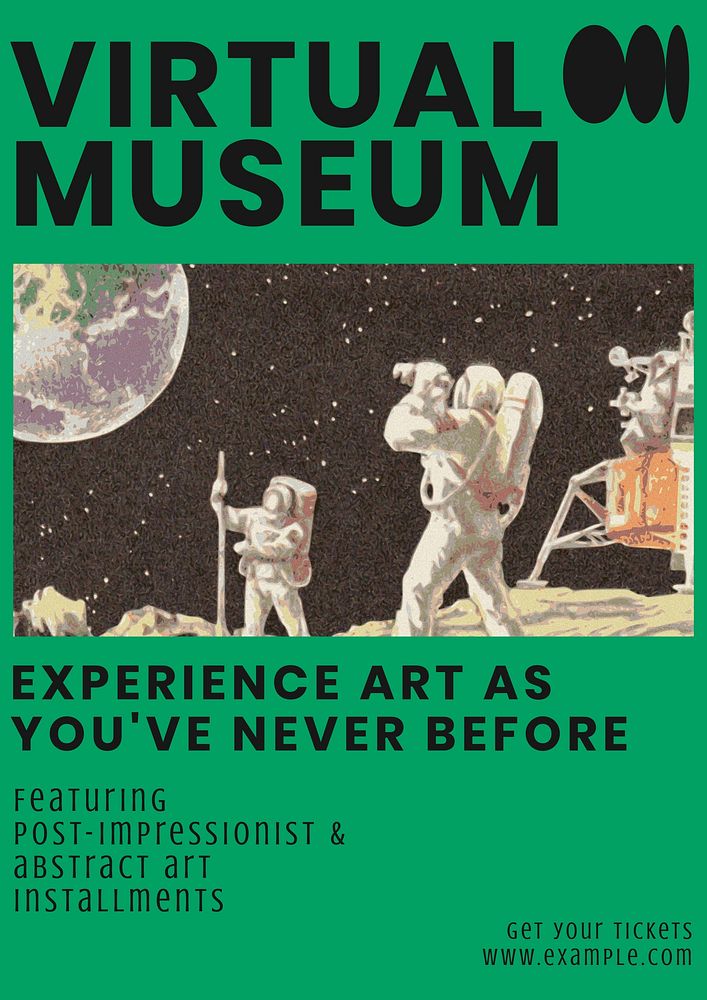 Virtual museum poster template, editable text & design