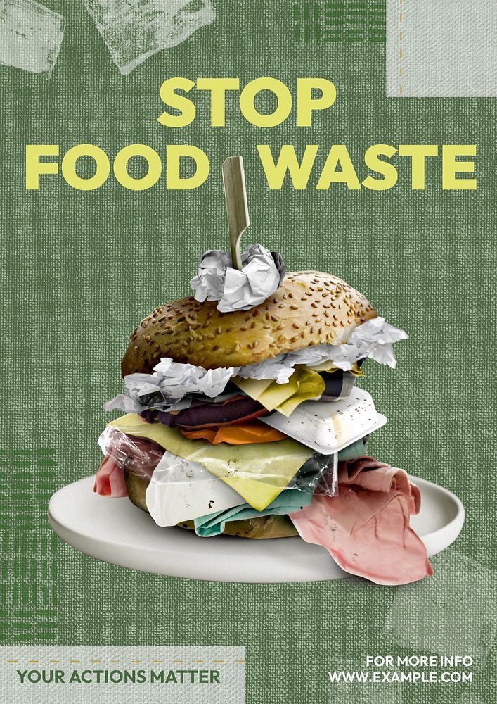 Stop food waste  poster template