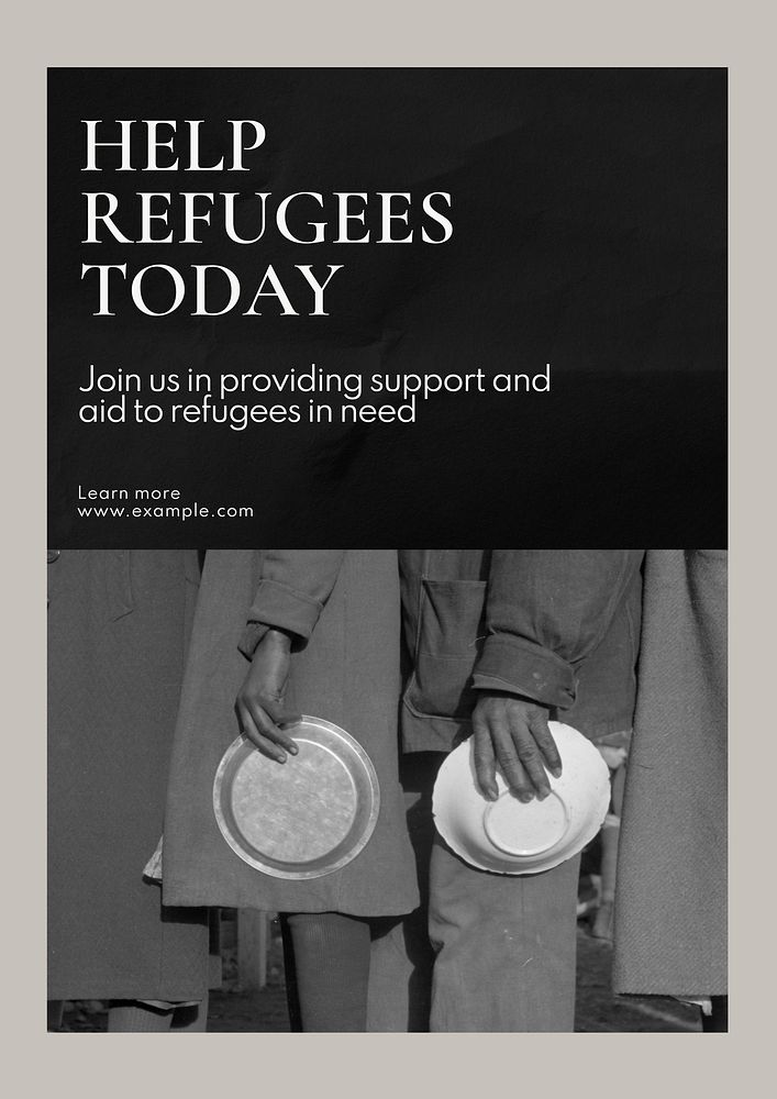 Help refugees poster template