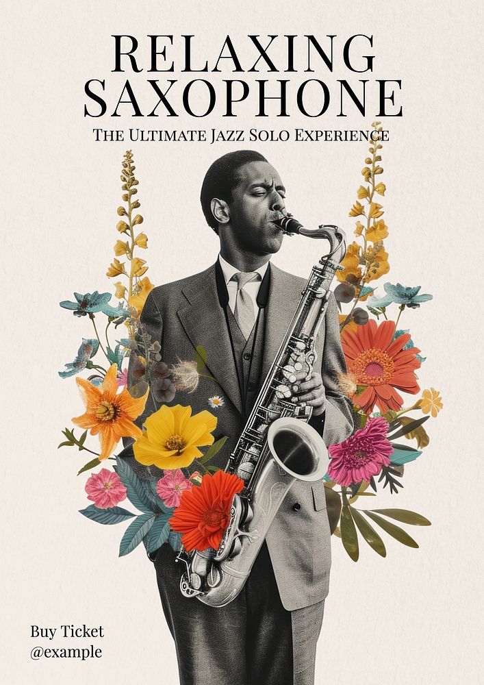 Saxophone jazz concert poster template
