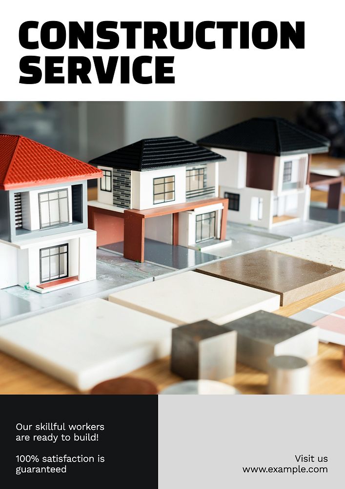 Construction service poster template and design