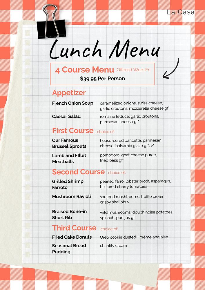 Restaurant menu poster template, editable text and design