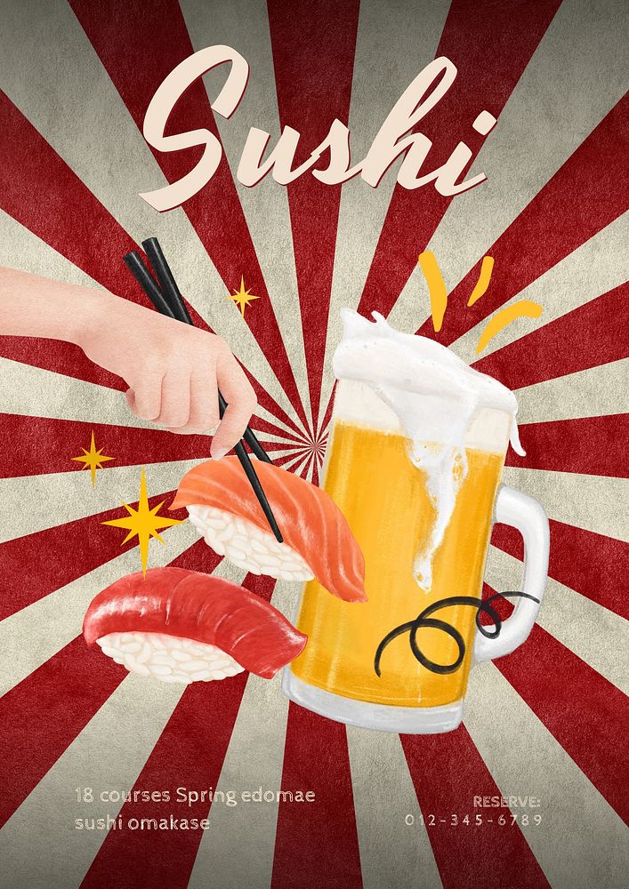 Sushi omakase  poster template