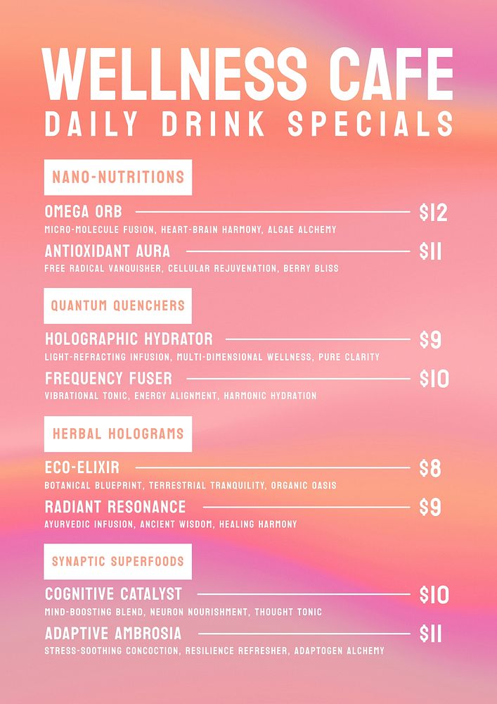 Daily drink specials poster template & design