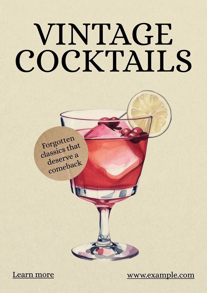 Vintage cocktails poster template