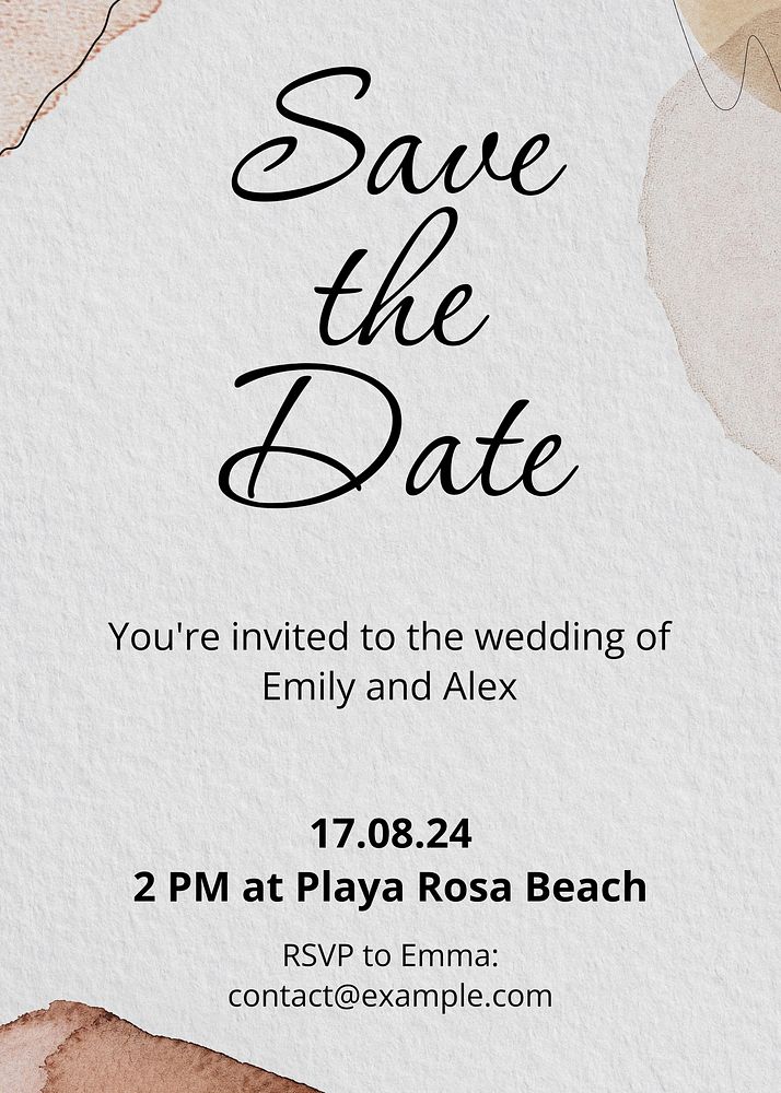 Save the date template, editable design