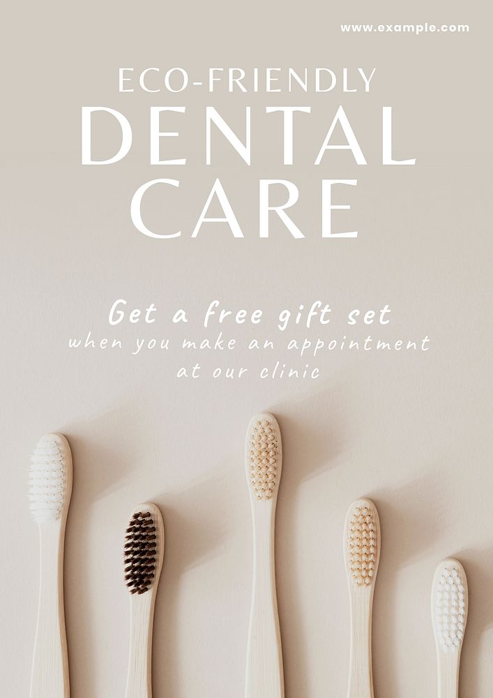 Dental care set poster template, editable text and design