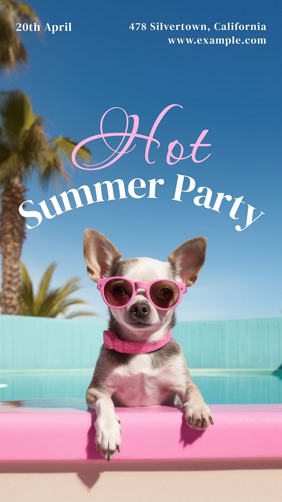 hot summer party Instagram story template, editable text