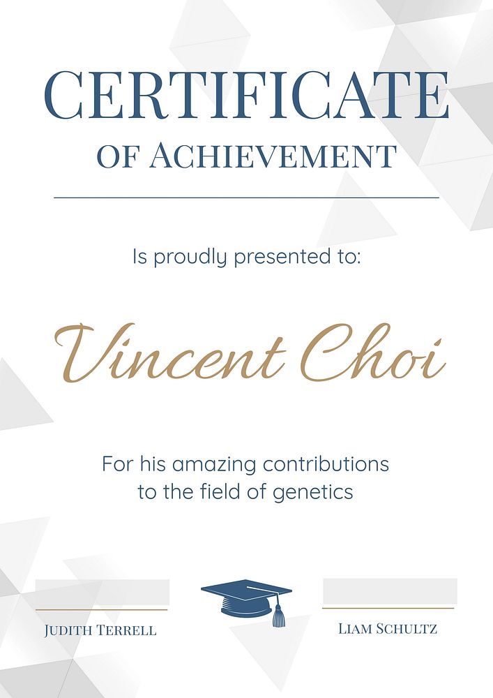 Certificate of achievement poster template and design