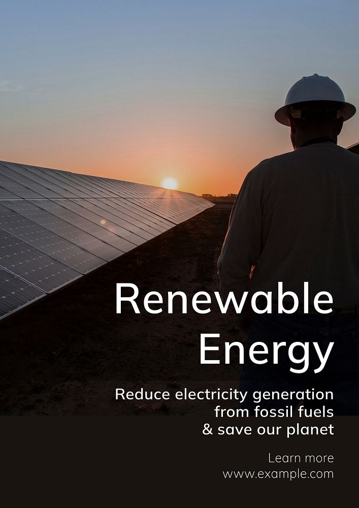 Renewable energy poster template, editable text & design