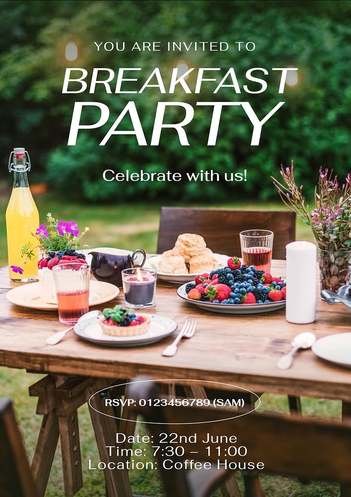 Breakfast party poster template