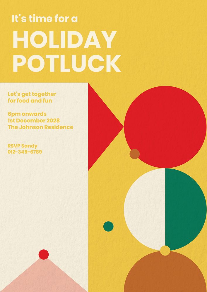 Holiday potluck poster template