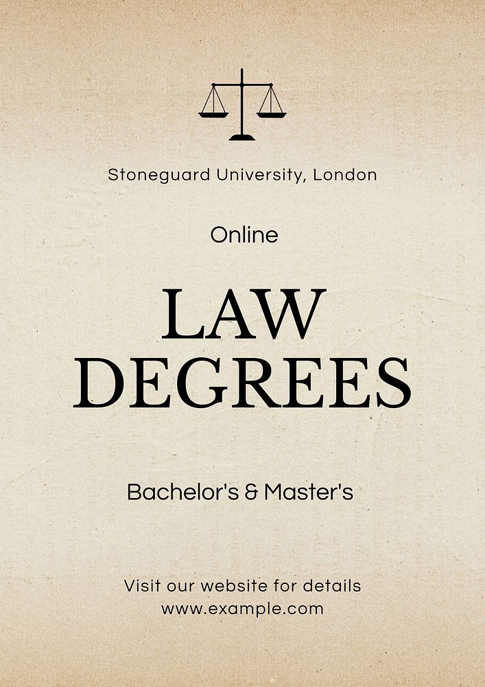 University law degrees poster template  