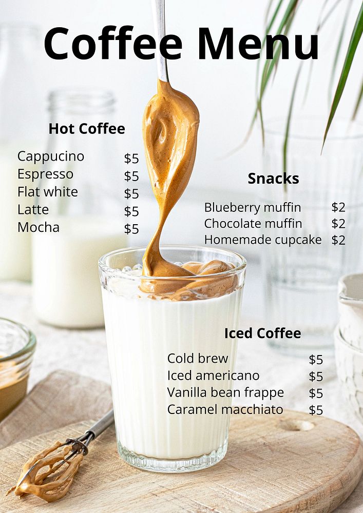 Coffee menu poster template   & design