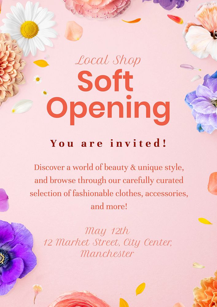 Soft opening poster template
