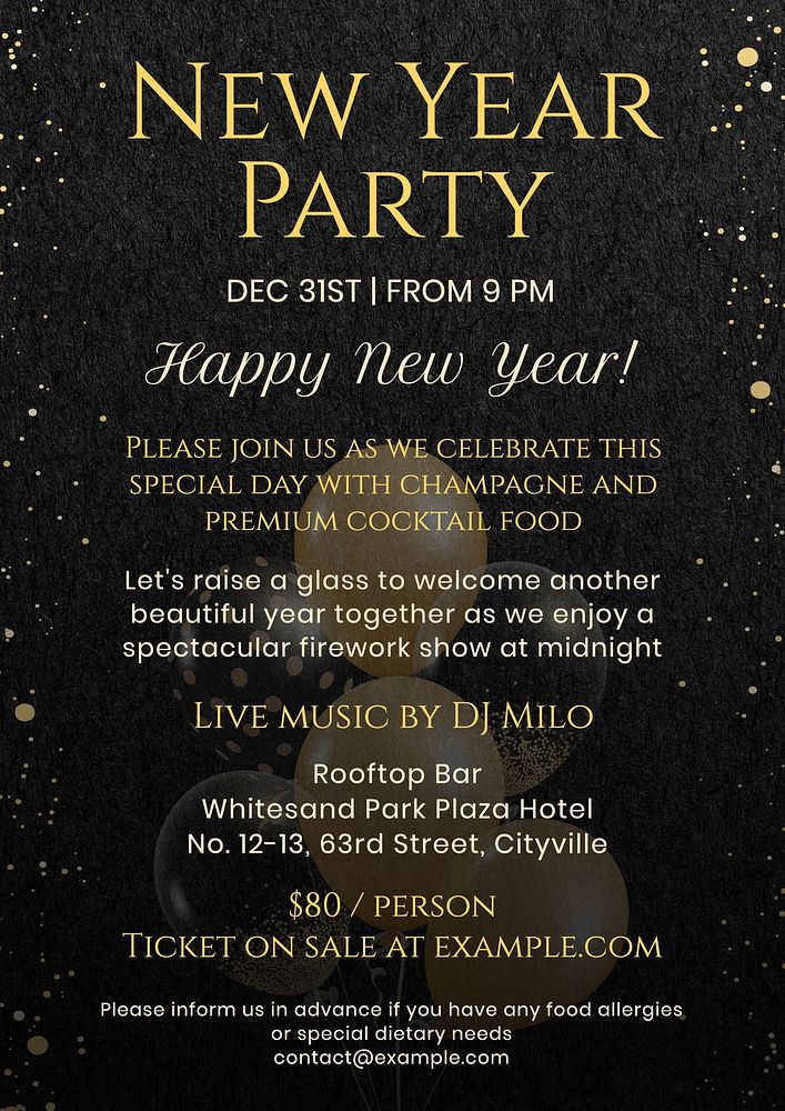 New year party invitation template  