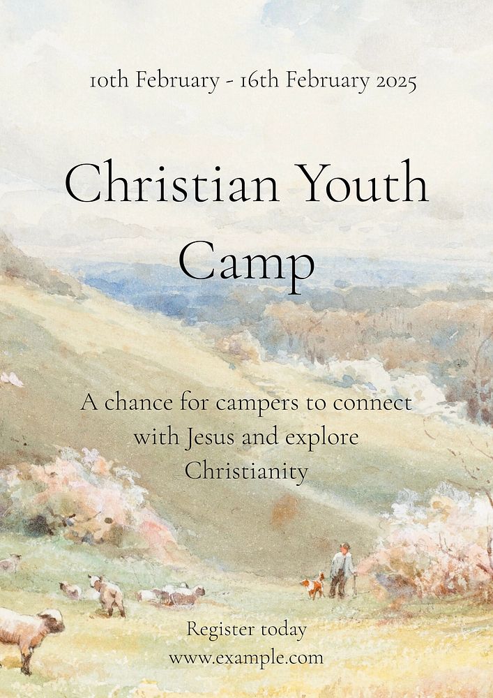 Christian youth camp poster template   & design