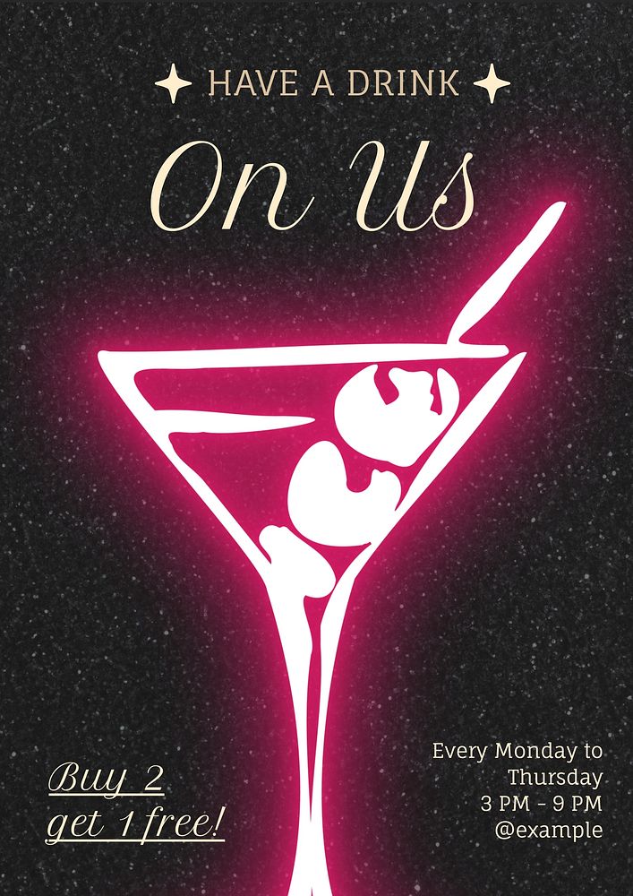 Have a drink on us   poster template